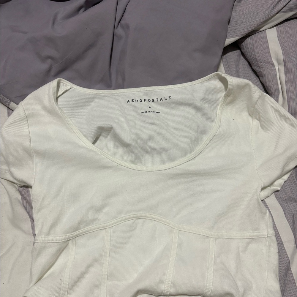 Aeropostale Women's Cream Long Sleeve Top